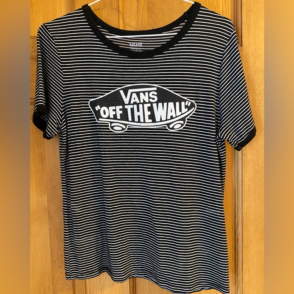 Vans Black and White Striped Tee, ladies